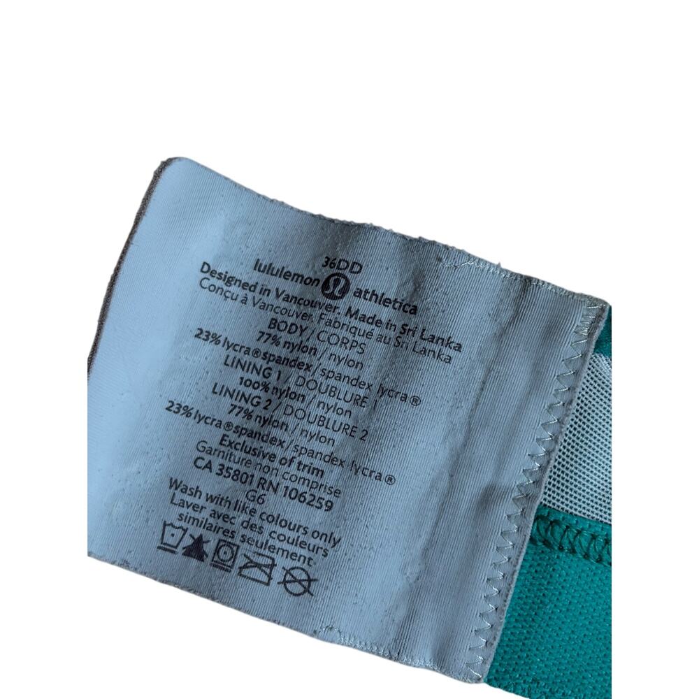Lululemon Ta Ta Tamer Sports Bra (Teal) - Size 36DD - Picture 5 of 6